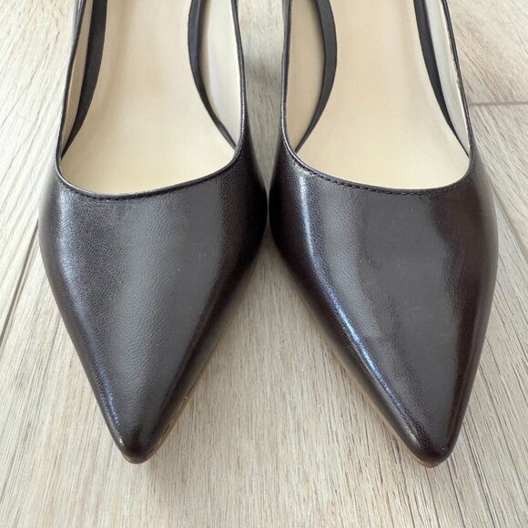 NWOT 🤎 Nine West Dark Brown Leather Ariana Pointed Toe Pumps – Size 9M - Picture 2 of 8